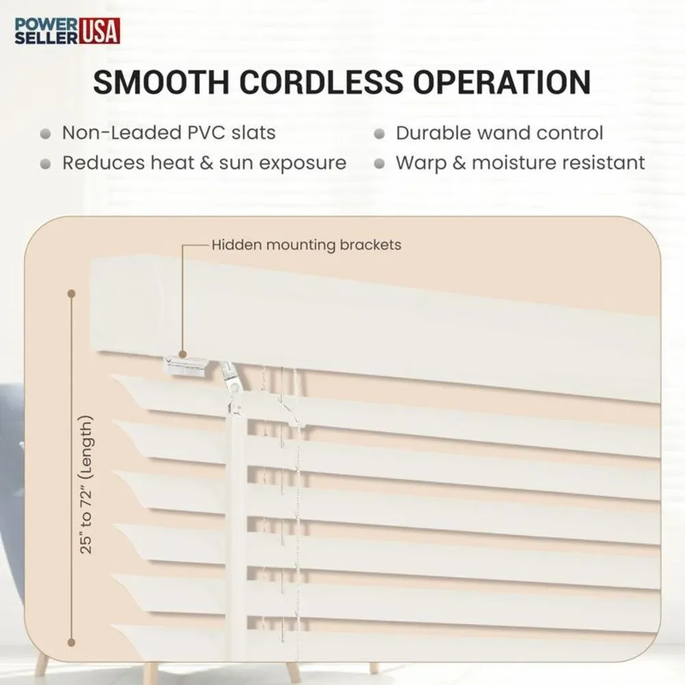 PowerSellerUSA Cordless Window Blinds, Privacy & Light Filtering 1